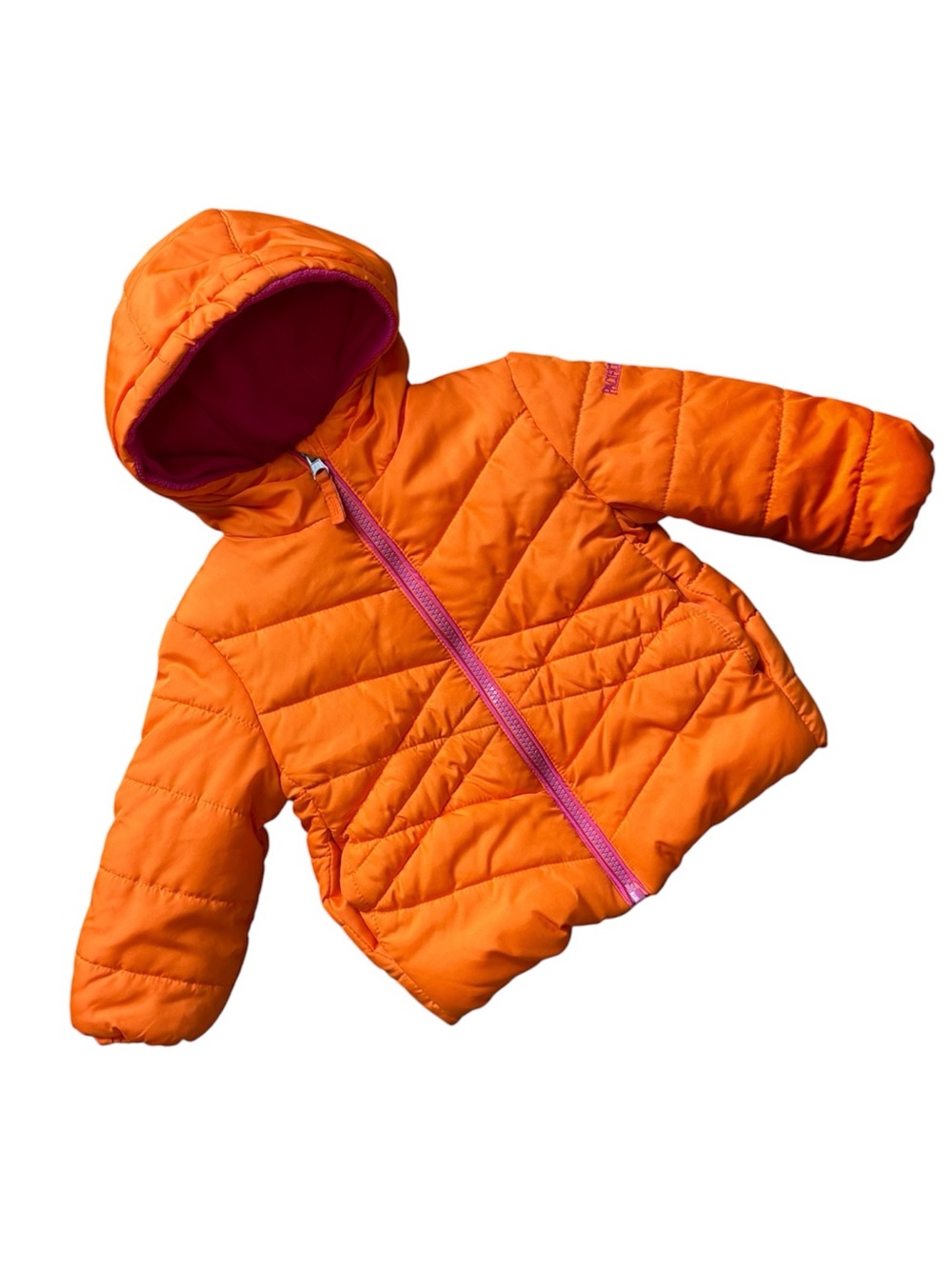 2T Pacific Trail Bright Orange Hooded Fleece-Lined Puffer Jacket